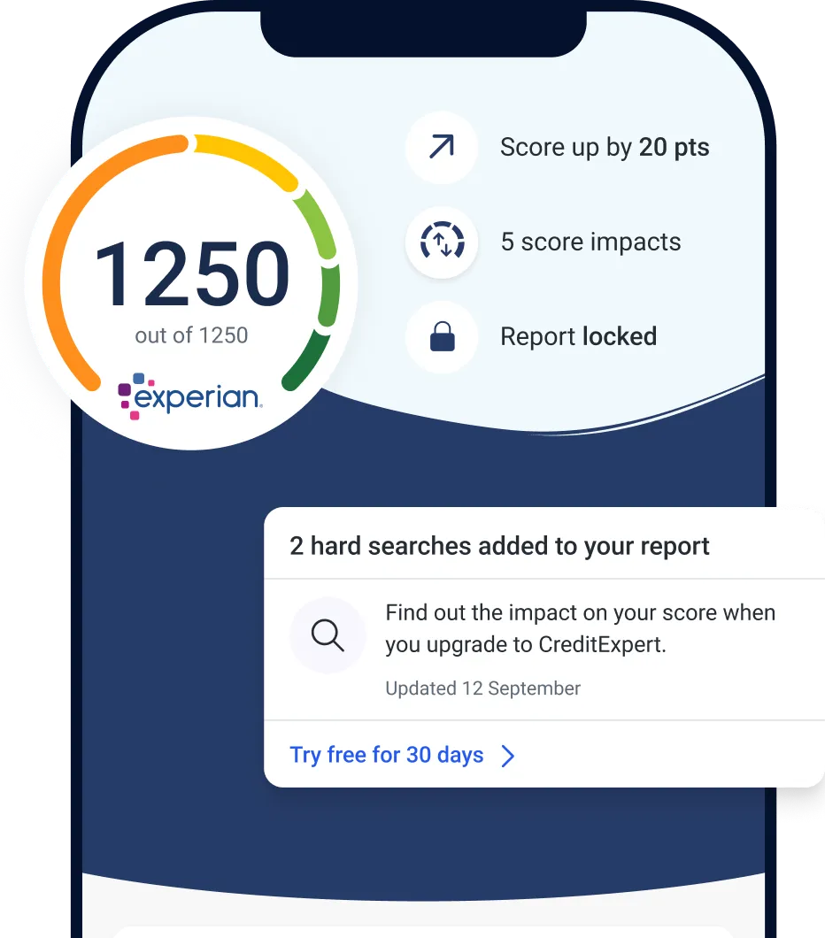 Mobile interface showing the Experian app features